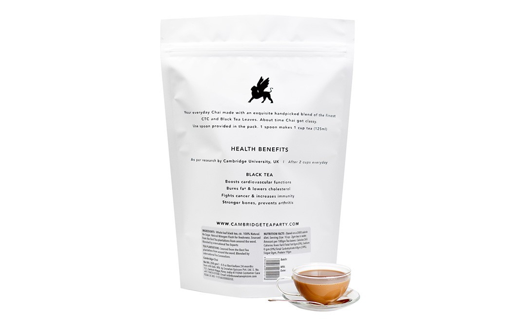 Cambridge Tea party Chai CTC, Black Tea Leaves    Pack  250 grams